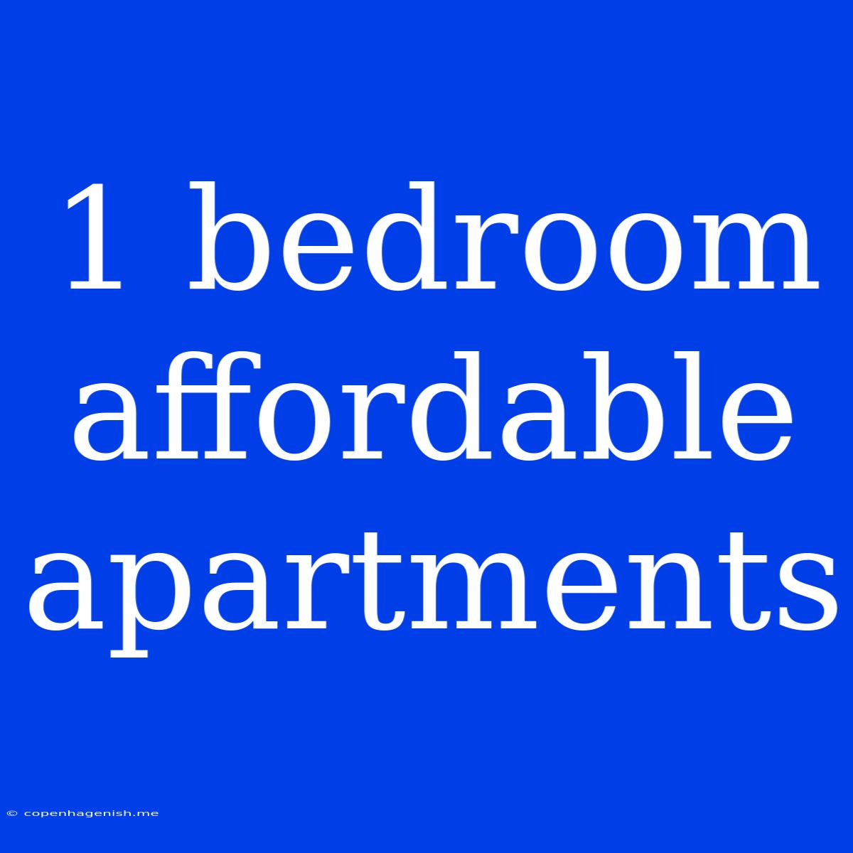 1 Bedroom Affordable Apartments