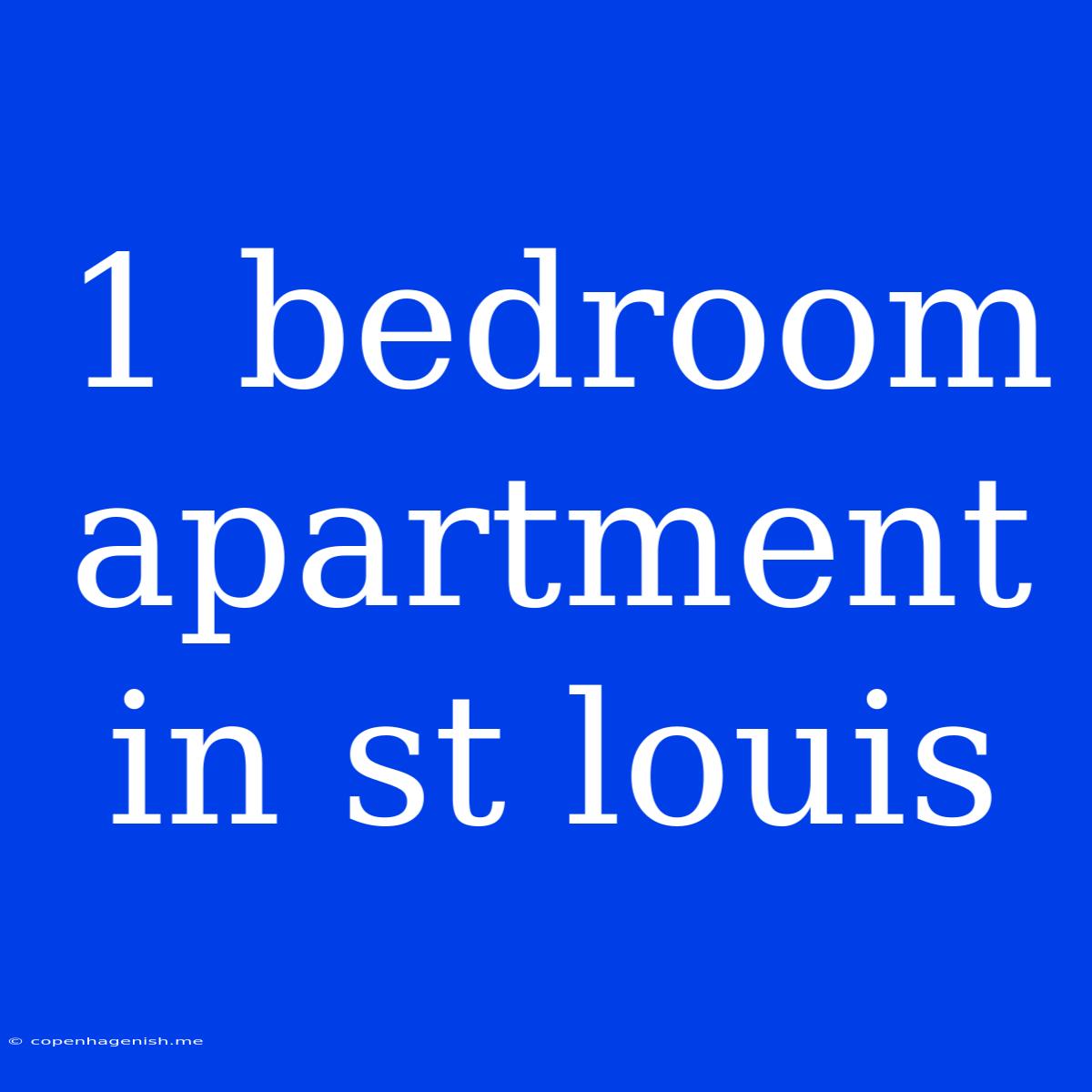 1 Bedroom Apartment In St Louis