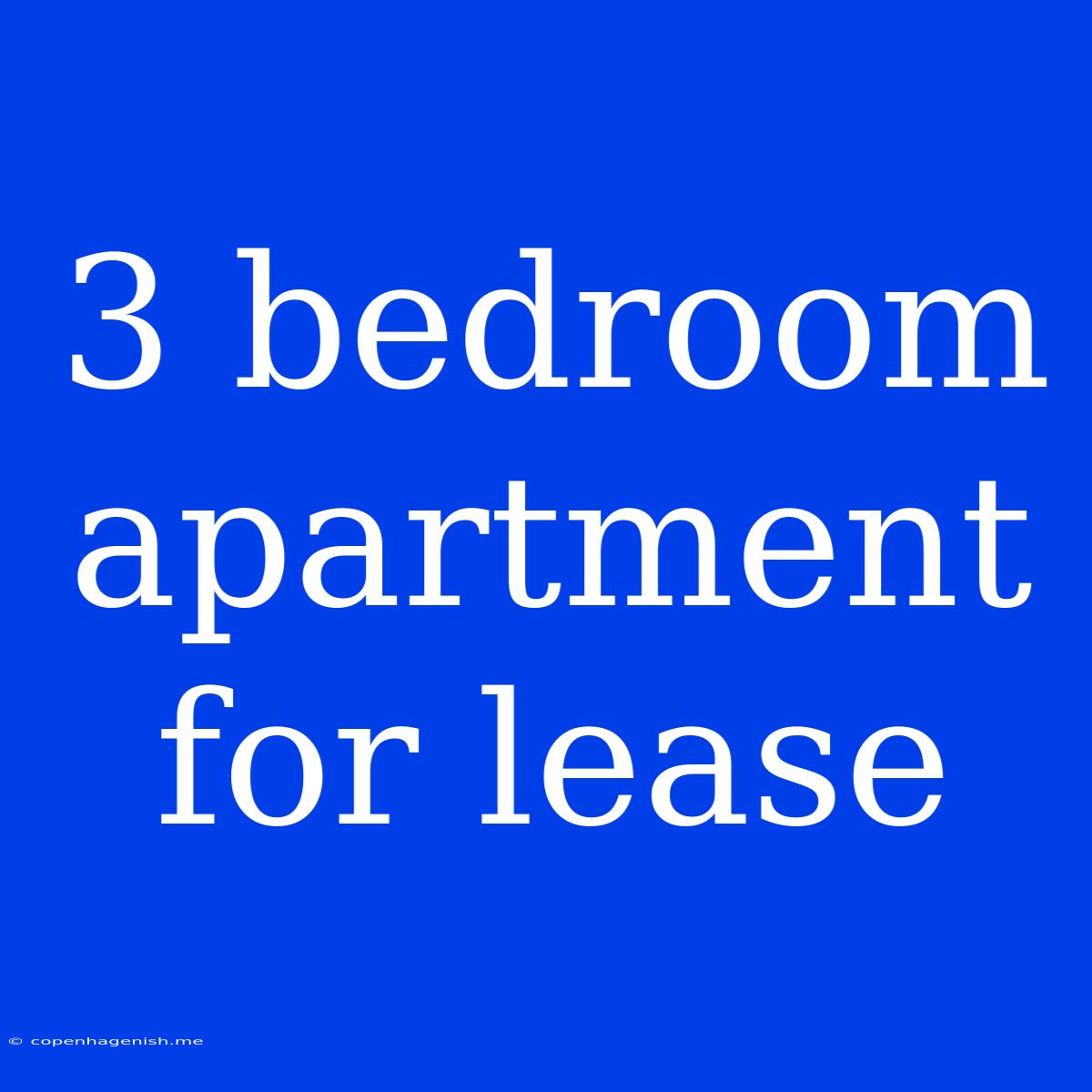 3 Bedroom Apartment For Lease