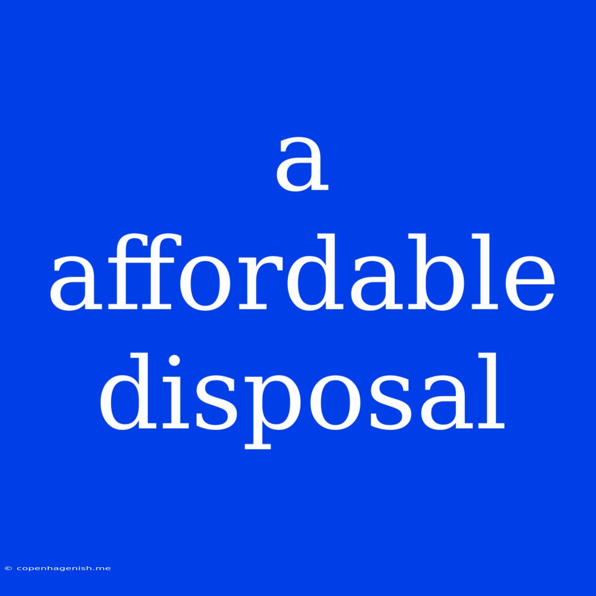 A Affordable Disposal