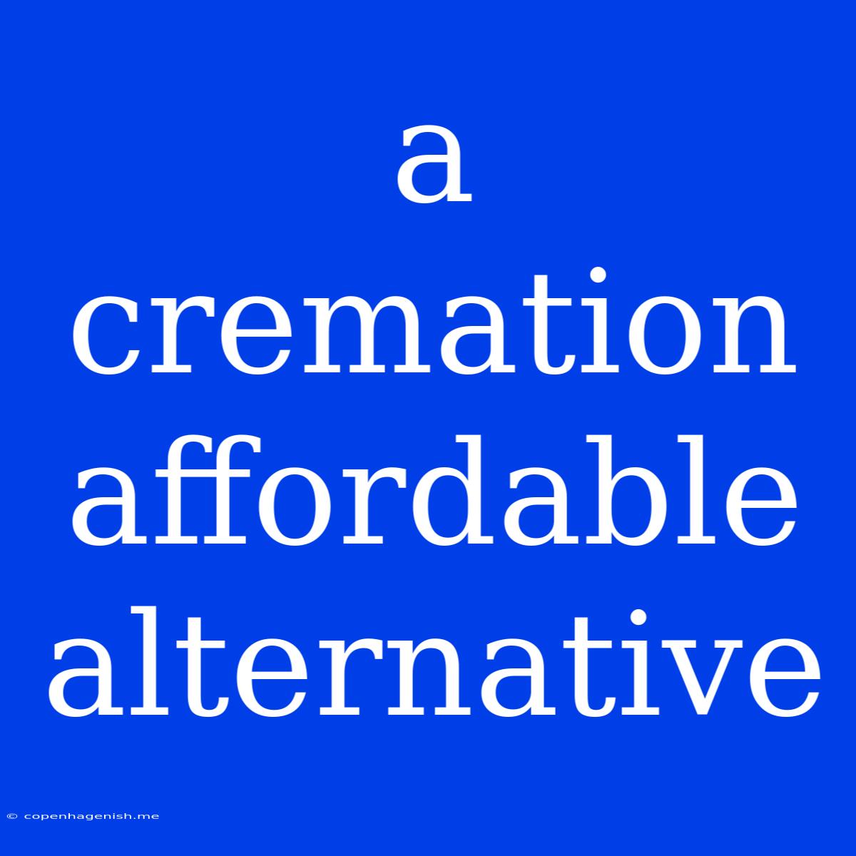 A Cremation Affordable Alternative