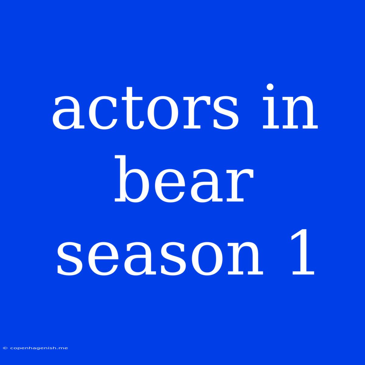 Actors In Bear Season 1