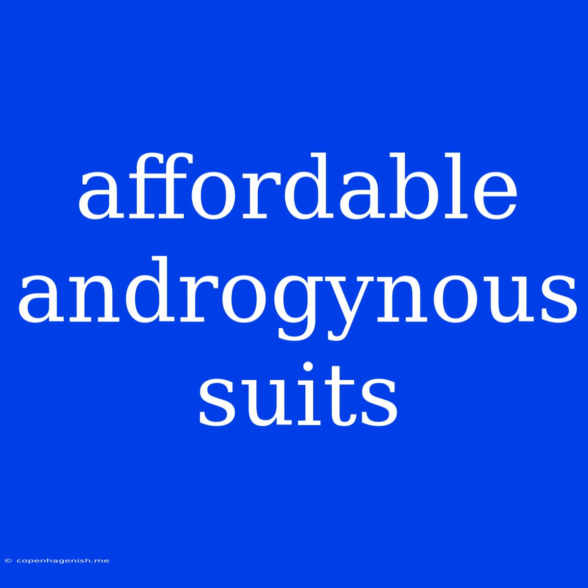 Affordable Androgynous Suits