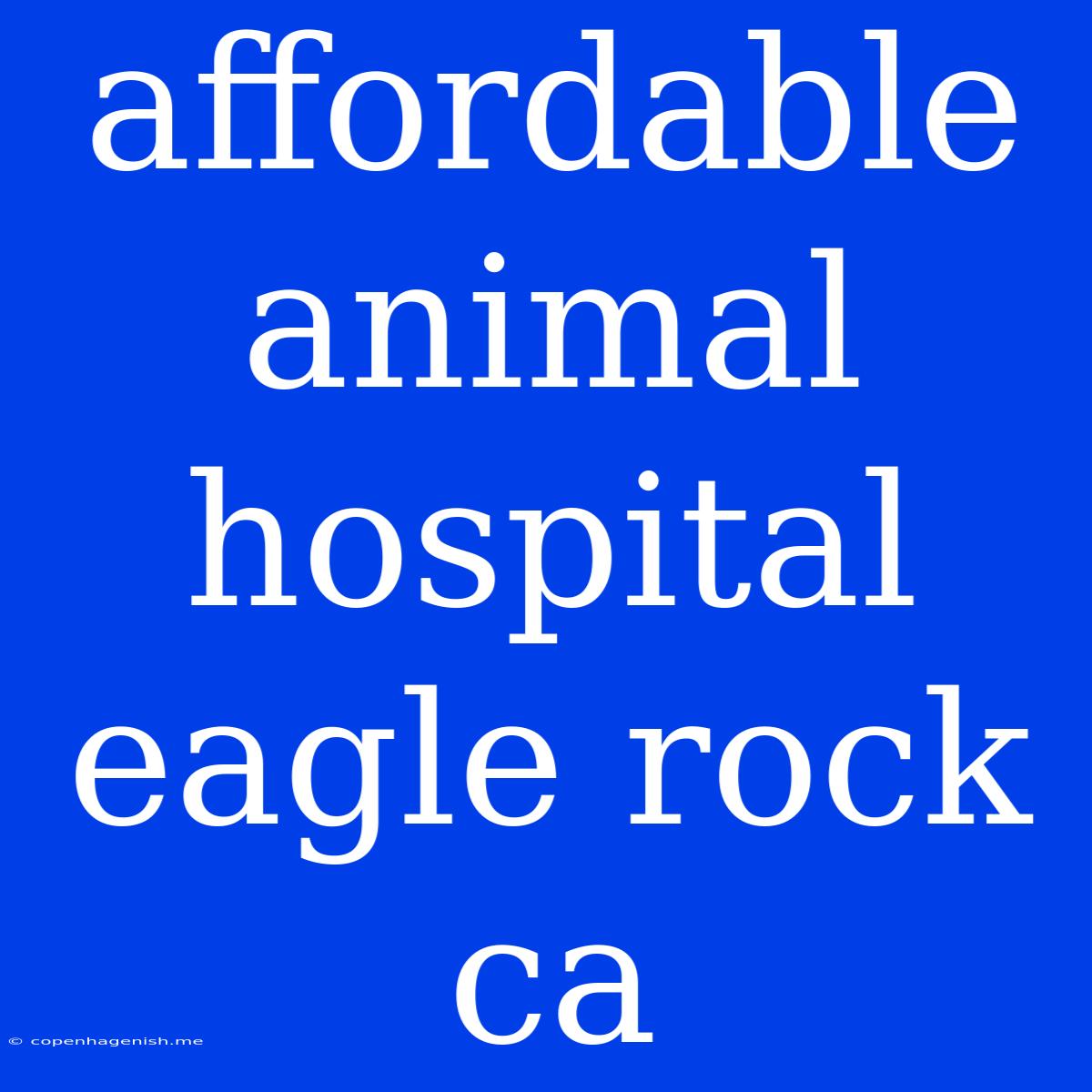 Affordable Animal Hospital Eagle Rock Ca