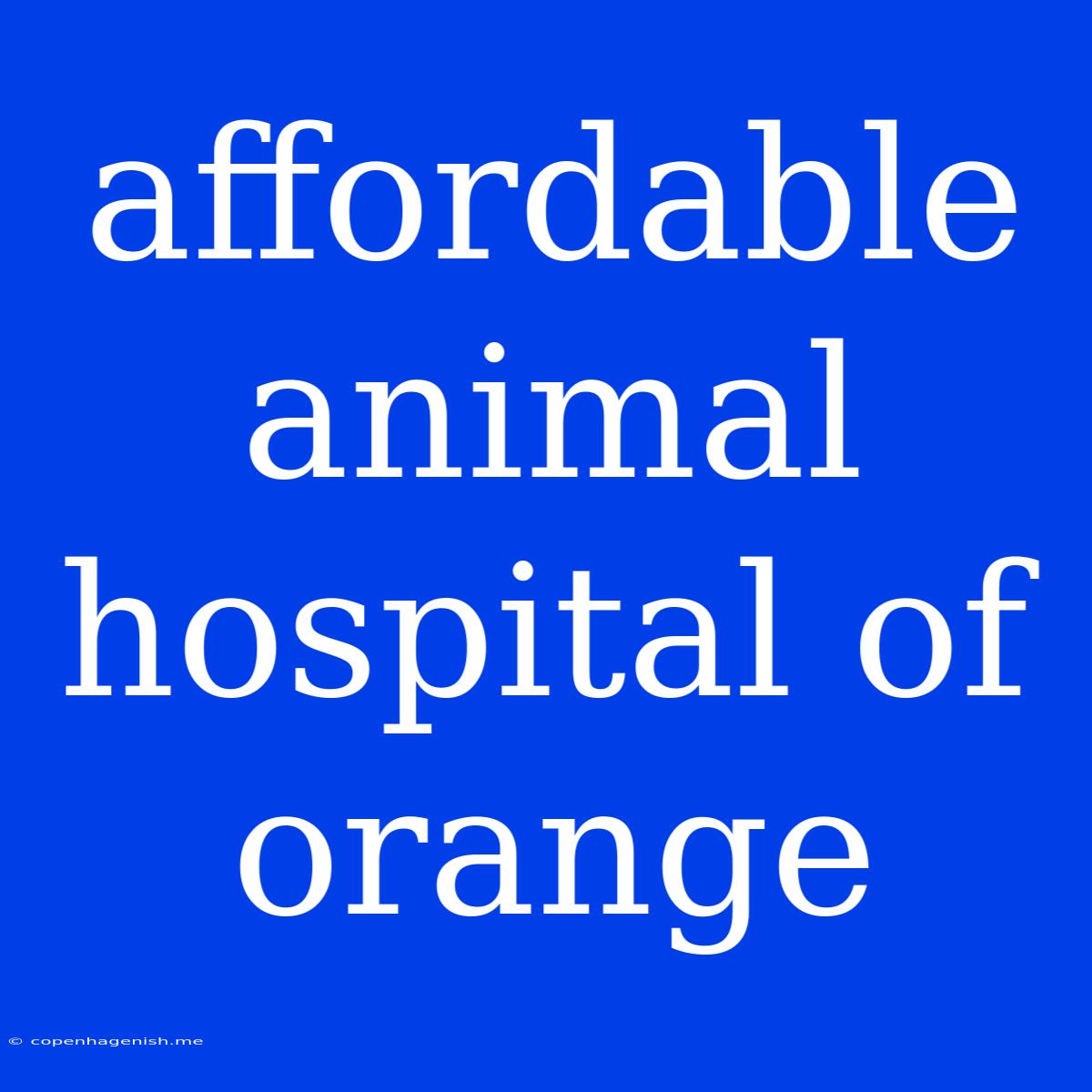 Affordable Animal Hospital Of Orange