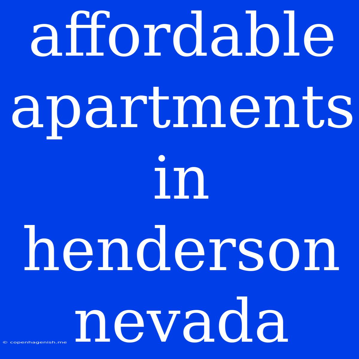 Affordable Apartments In Henderson Nevada