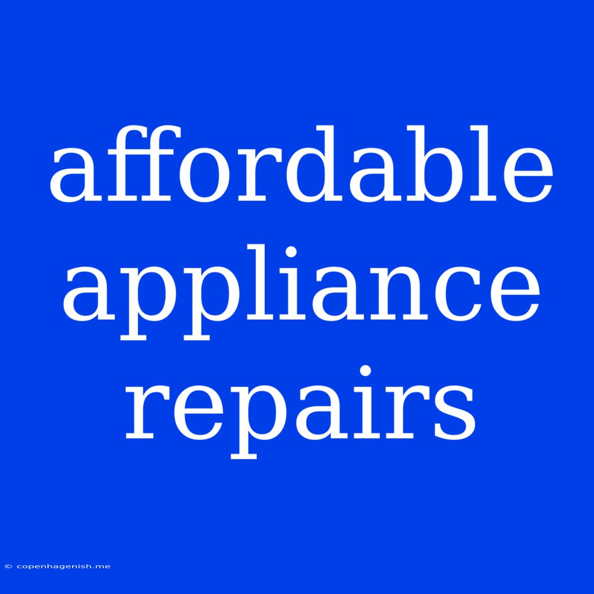 Affordable Appliance Repairs