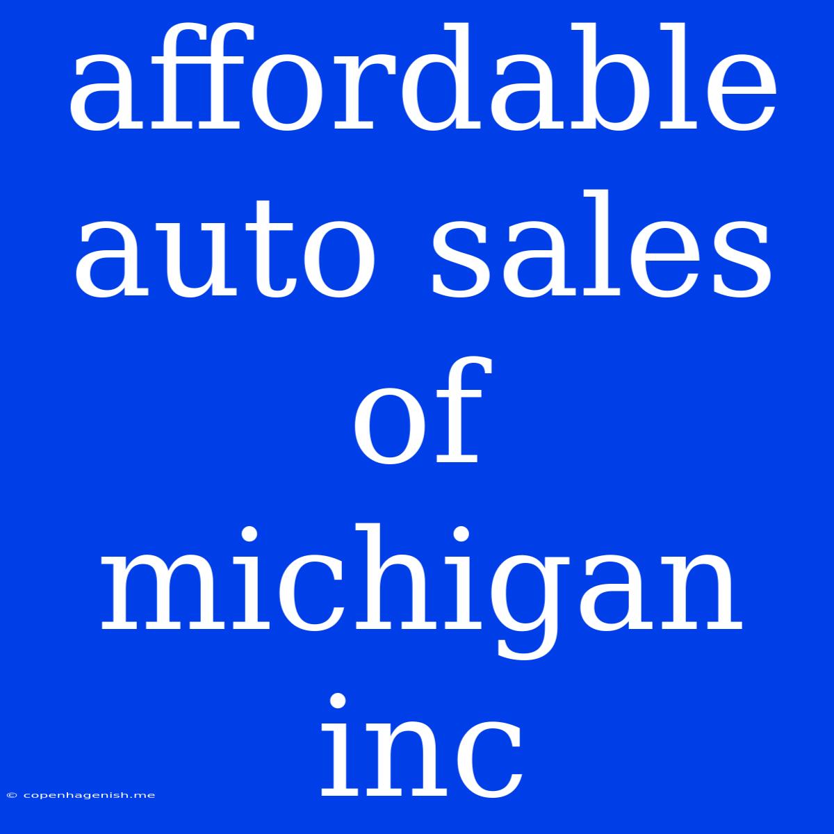 Affordable Auto Sales Of Michigan Inc