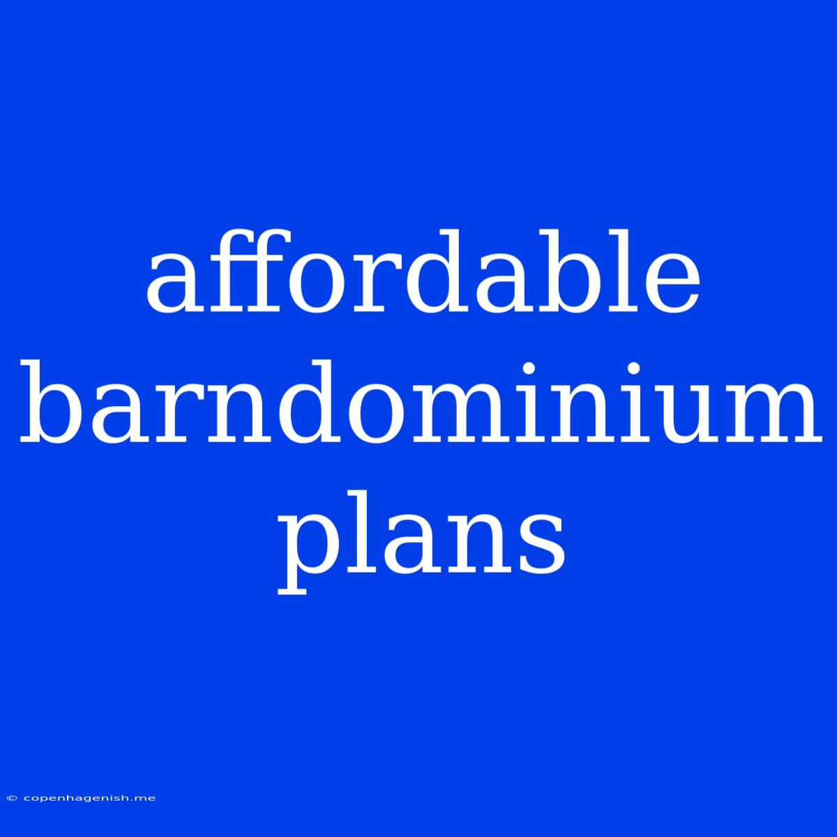 Affordable Barndominium Plans