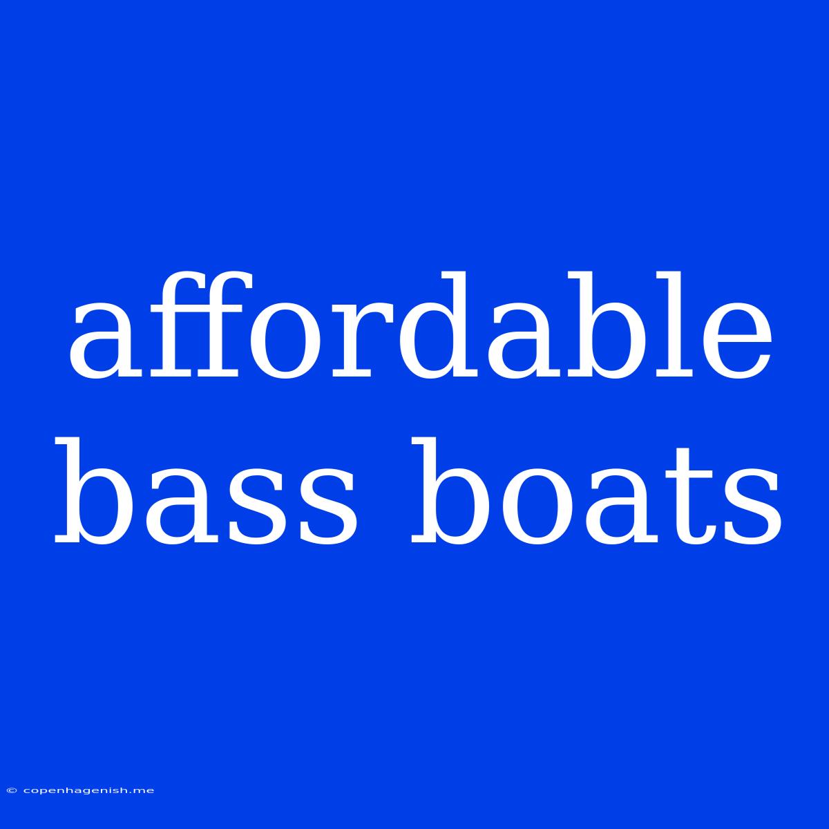 Affordable Bass Boats