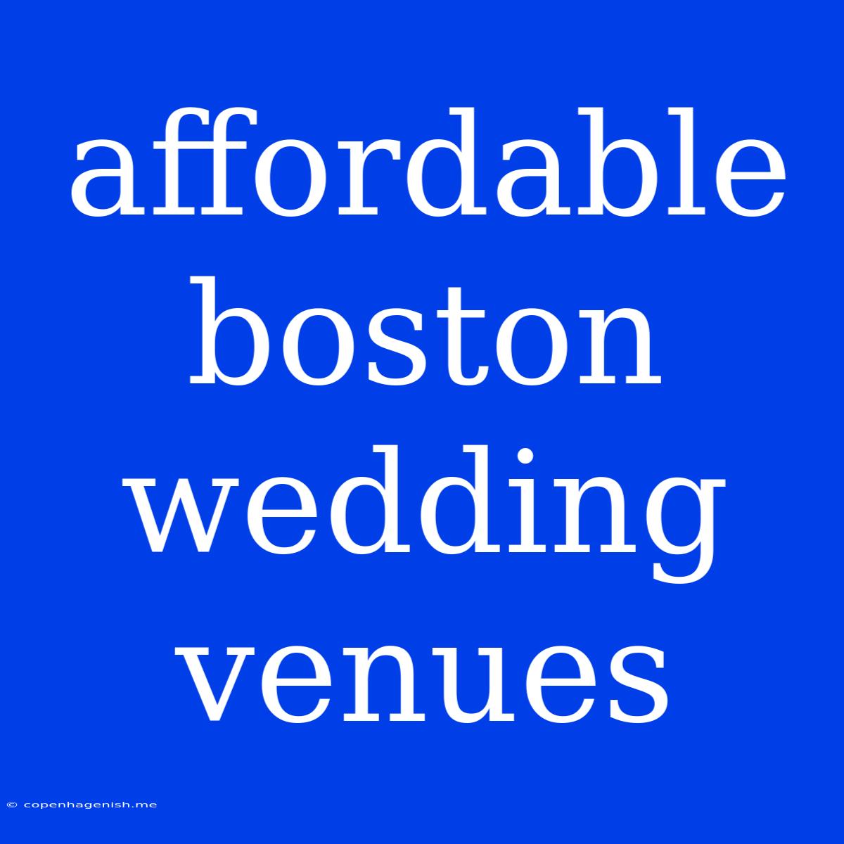 Affordable Boston Wedding Venues