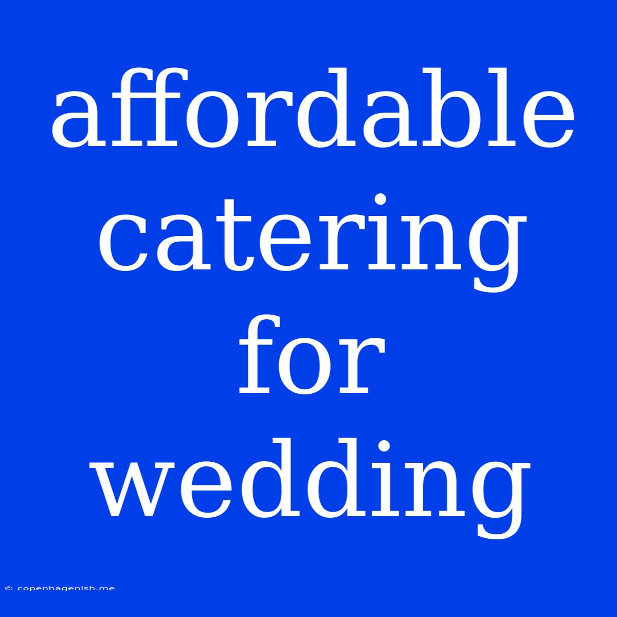 Affordable Catering For Wedding