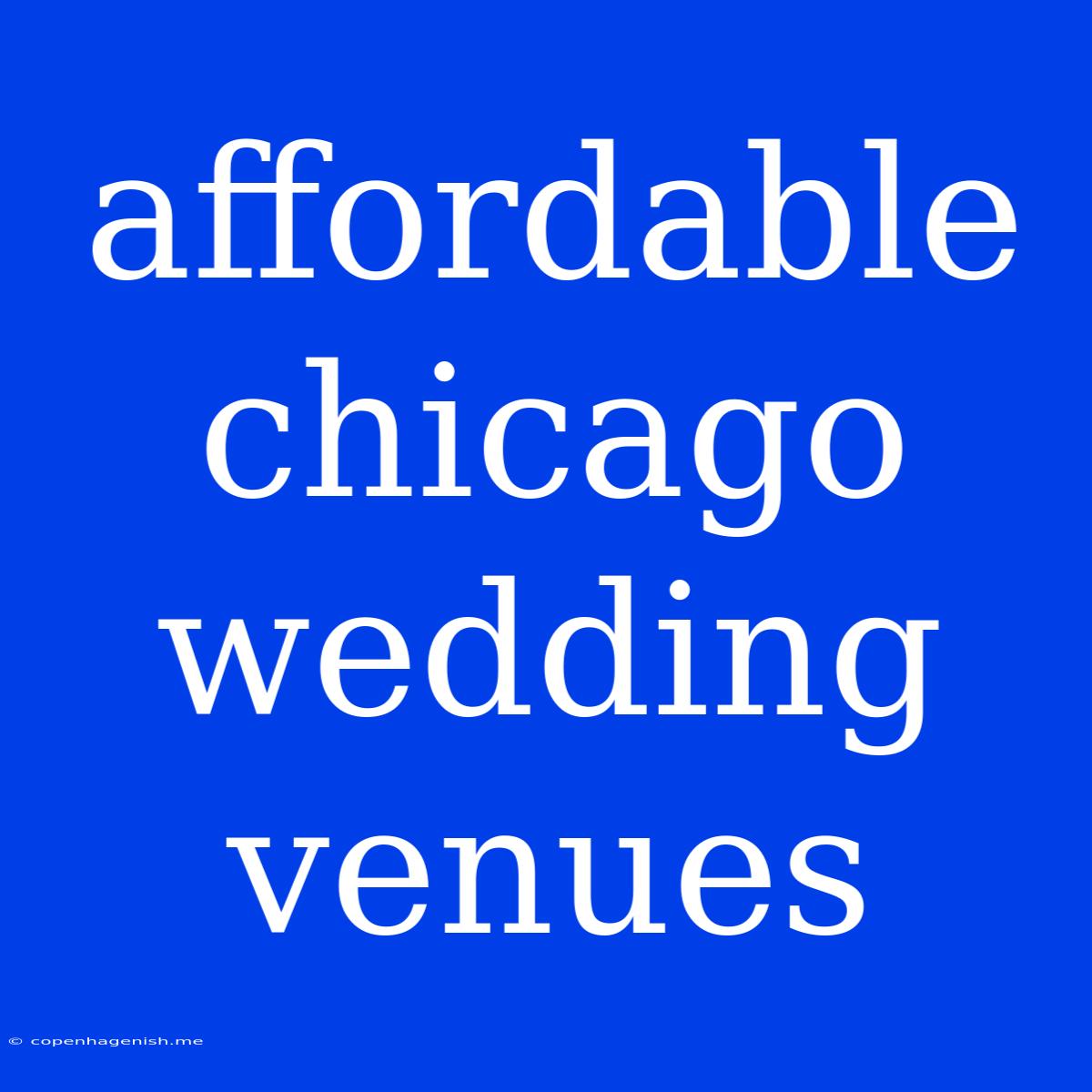 Affordable Chicago Wedding Venues