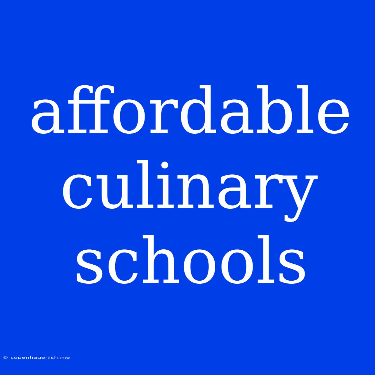 Affordable Culinary Schools