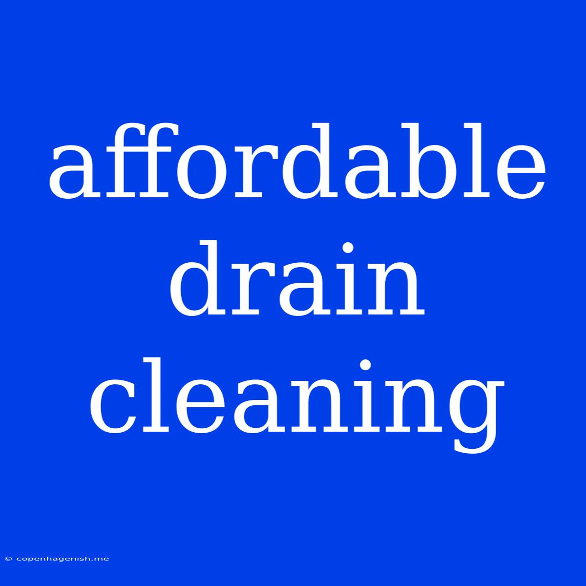 Affordable Drain Cleaning