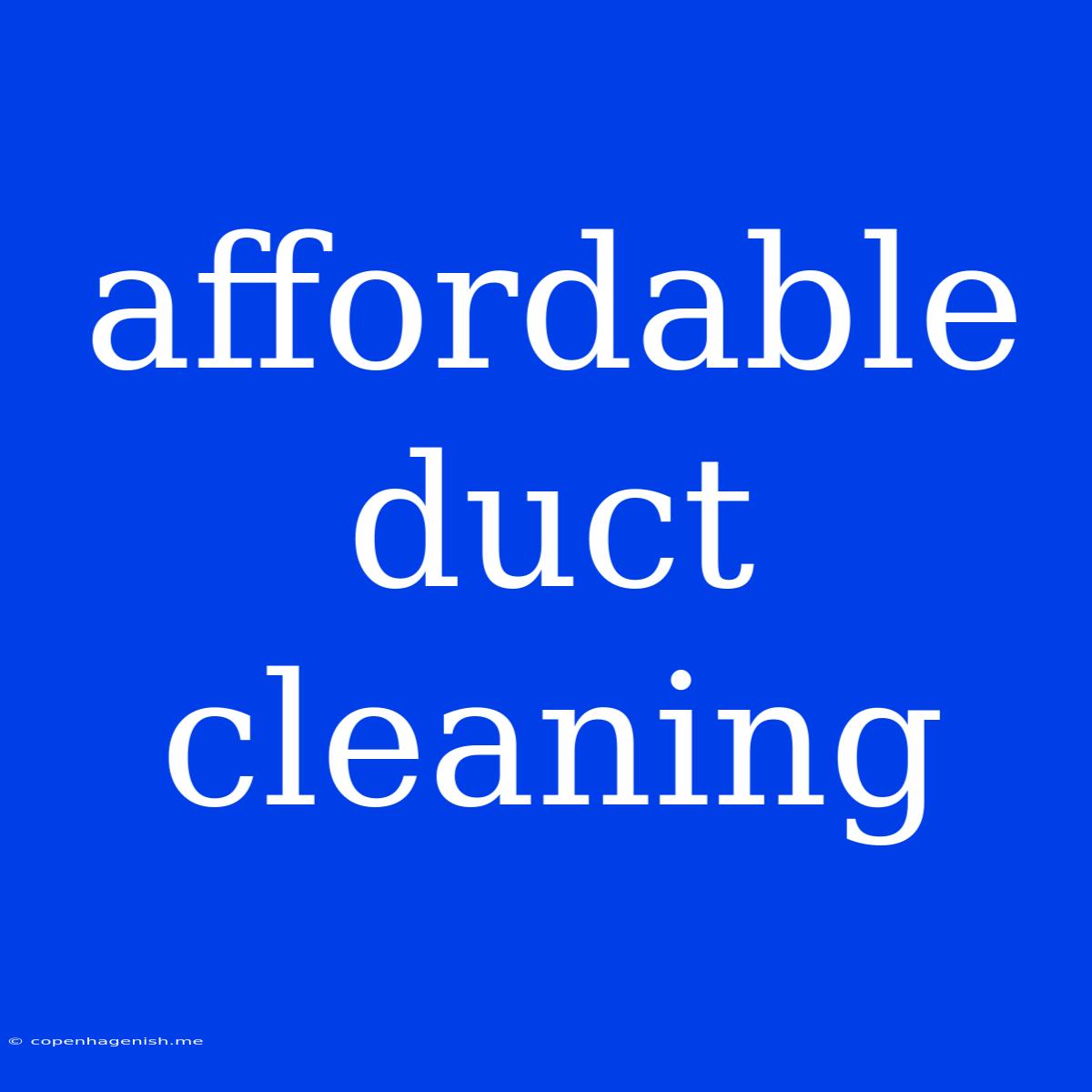 Affordable Duct Cleaning