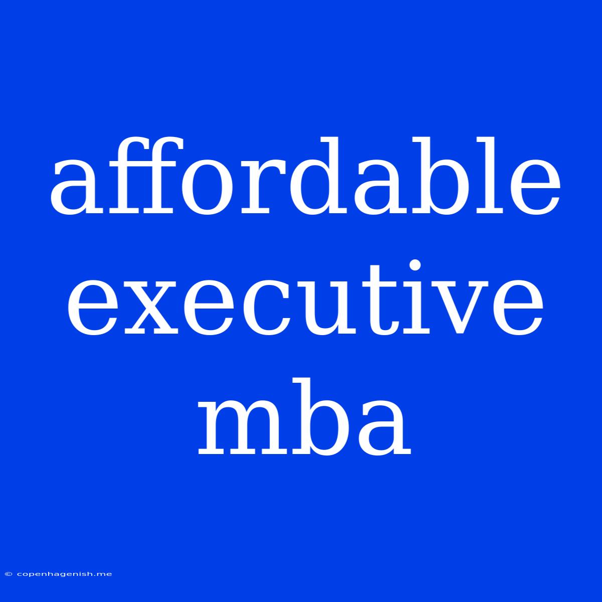 Affordable Executive Mba