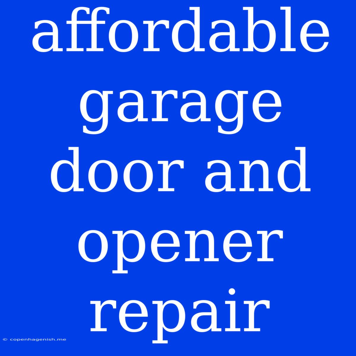 Affordable Garage Door And Opener Repair