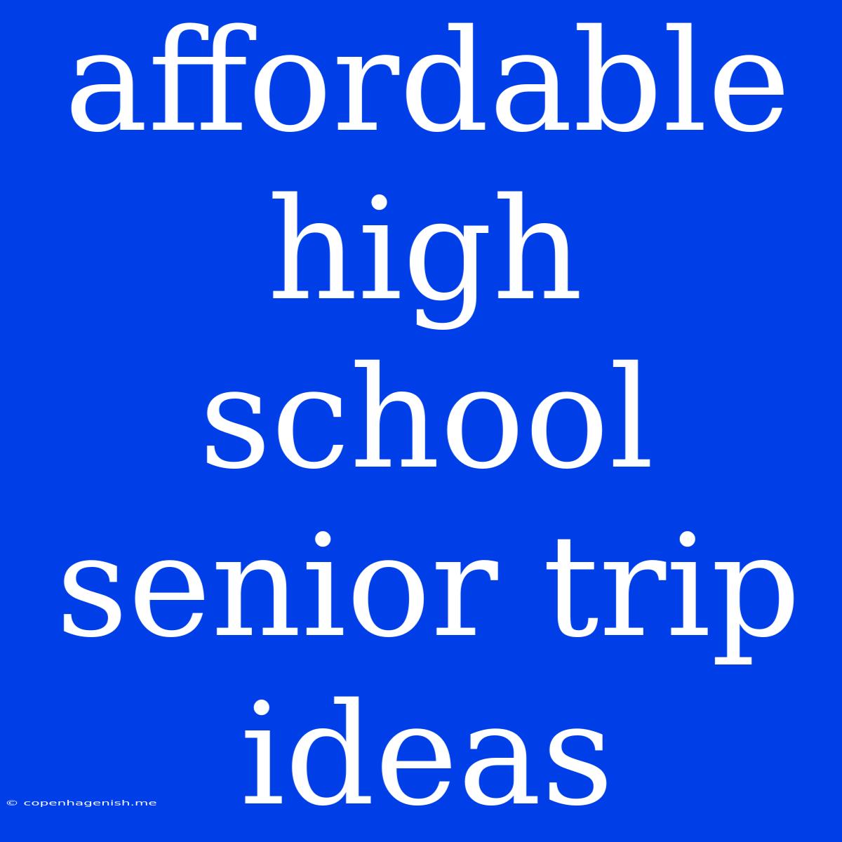 Affordable High School Senior Trip Ideas