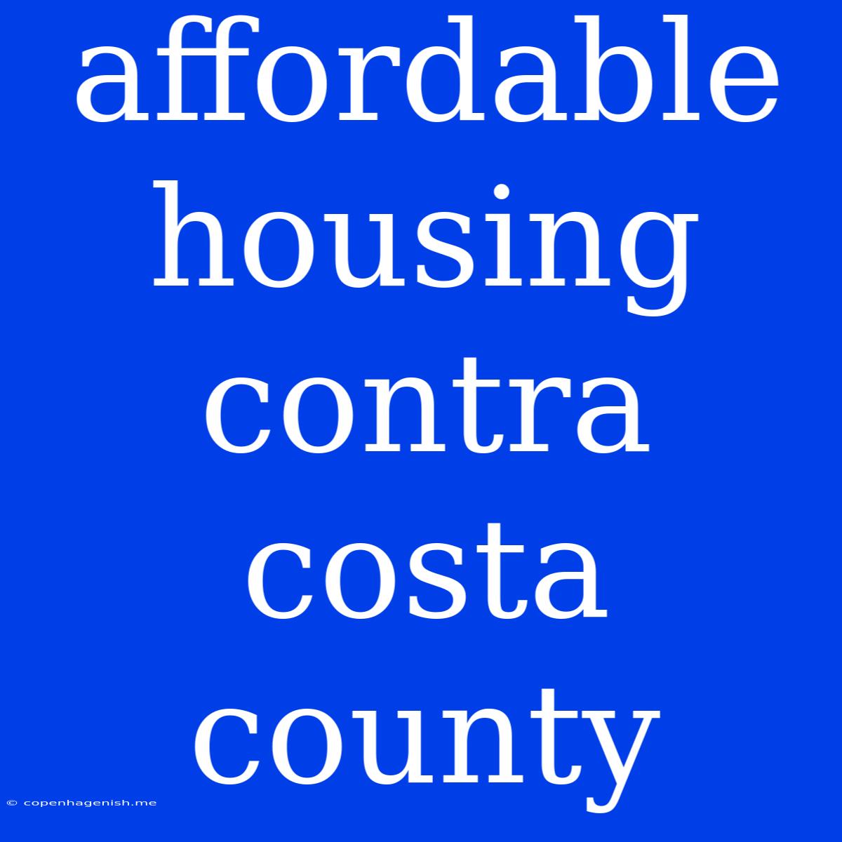 Affordable Housing Contra Costa County