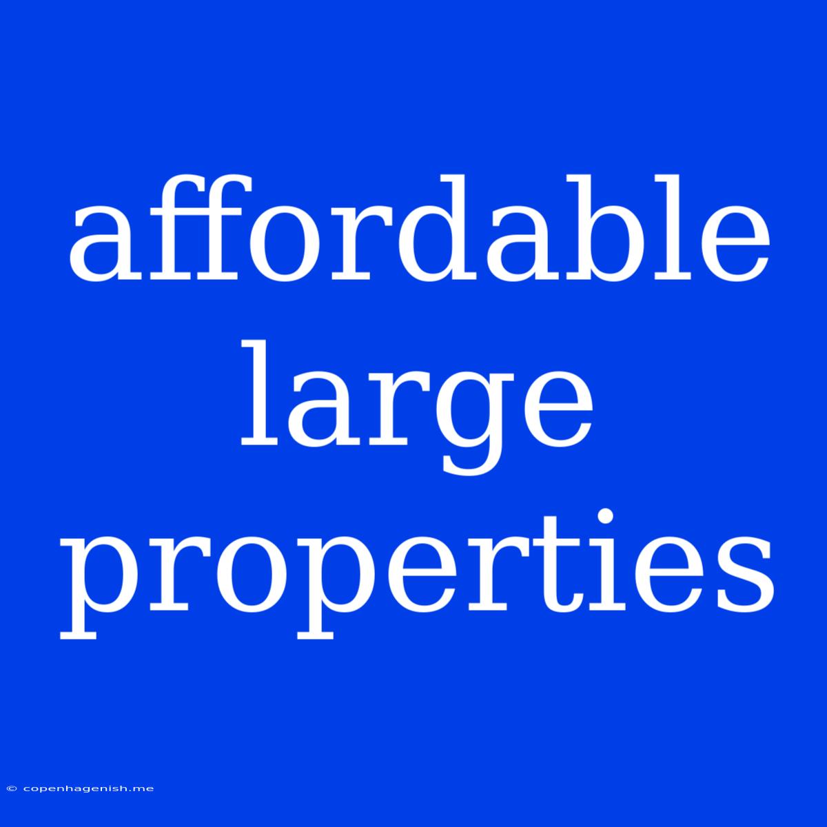 Affordable Large Properties