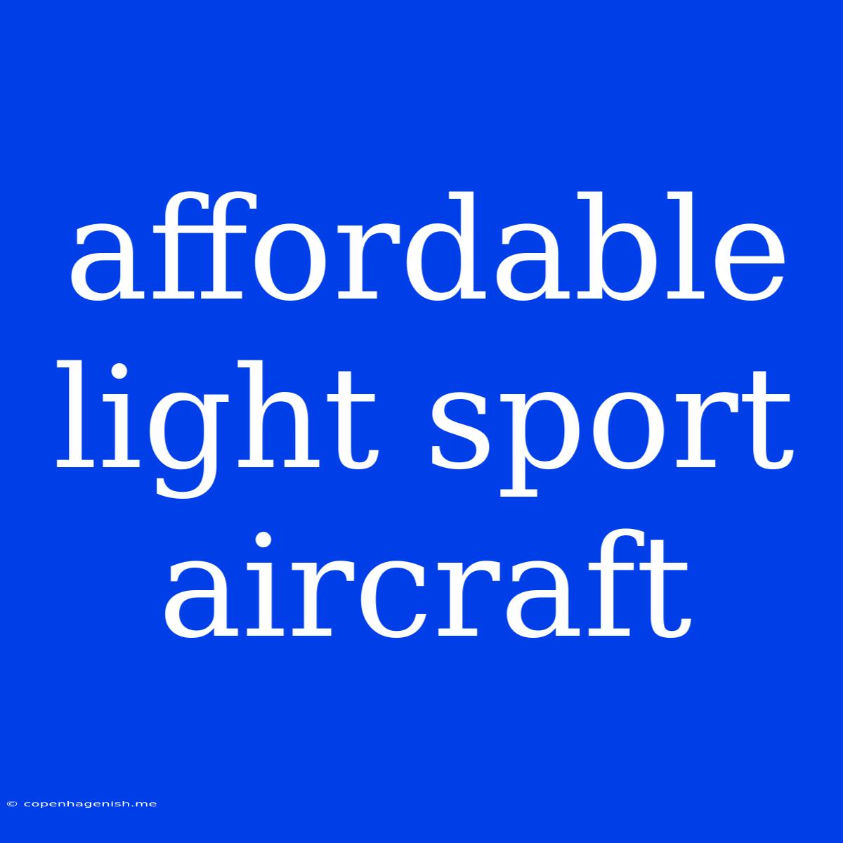 Affordable Light Sport Aircraft