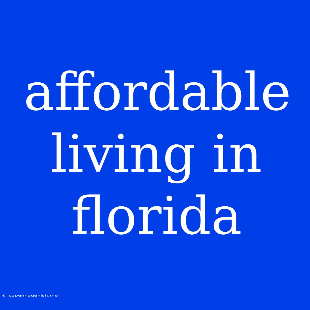 Affordable Living In Florida