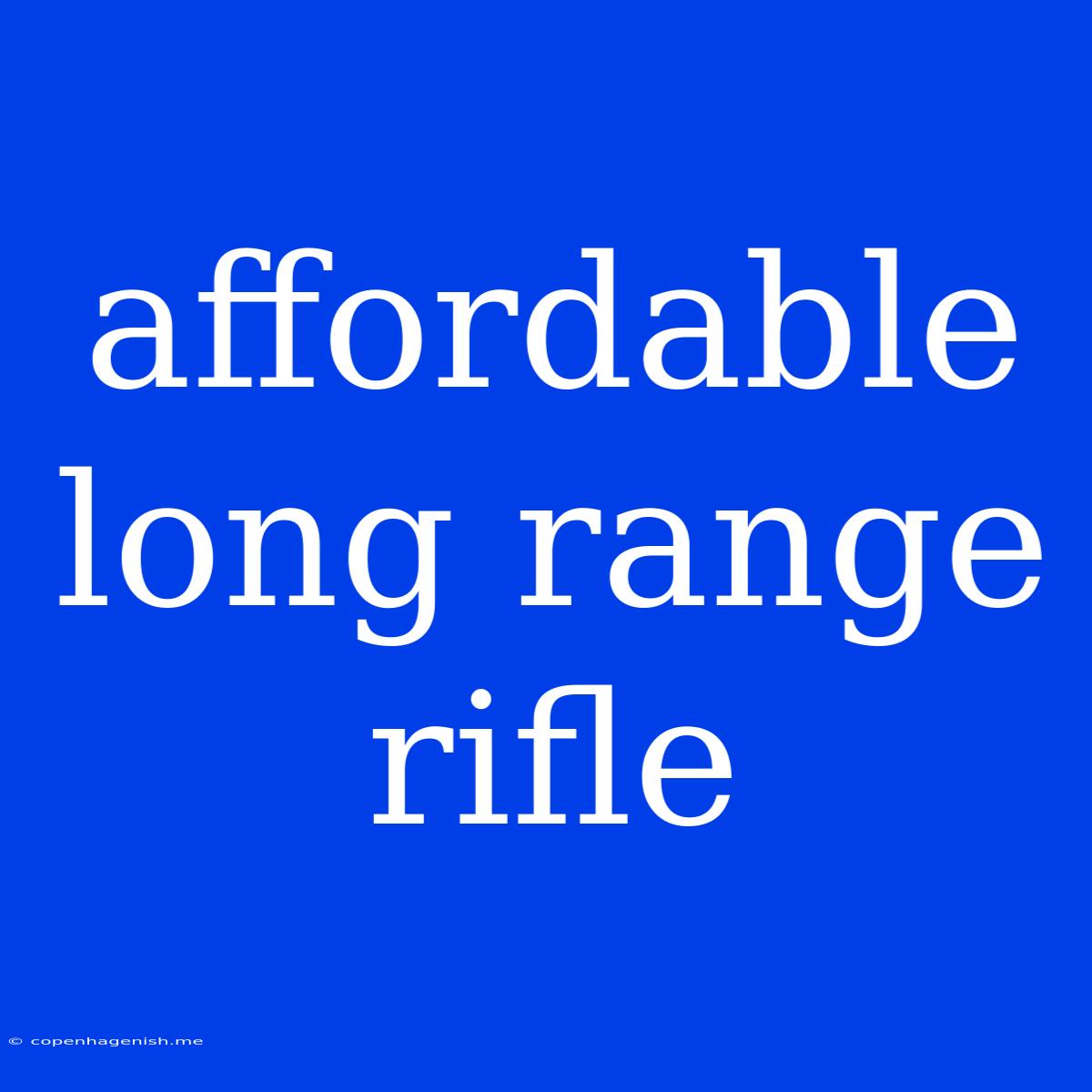 Affordable Long Range Rifle