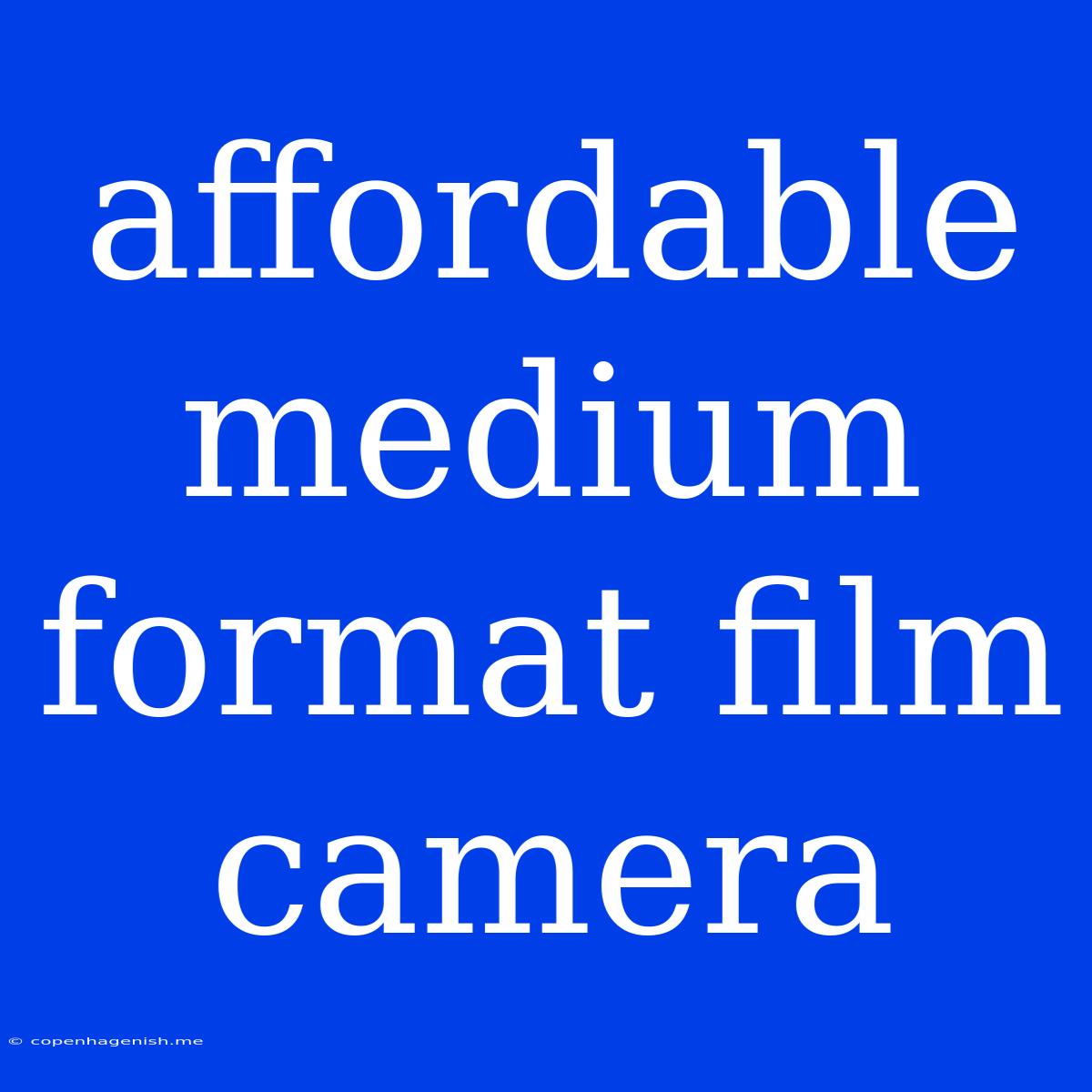 Affordable Medium Format Film Camera