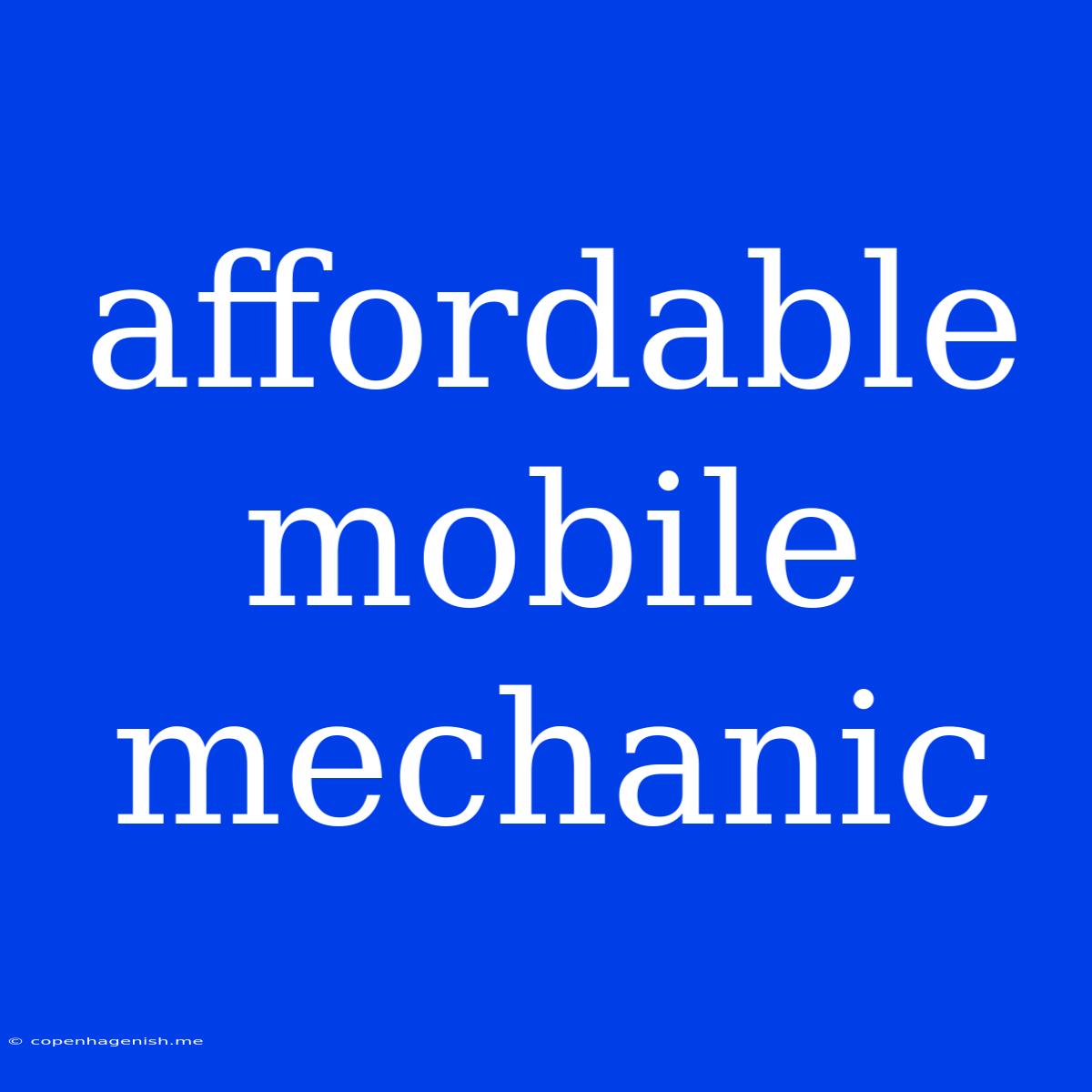 Affordable Mobile Mechanic