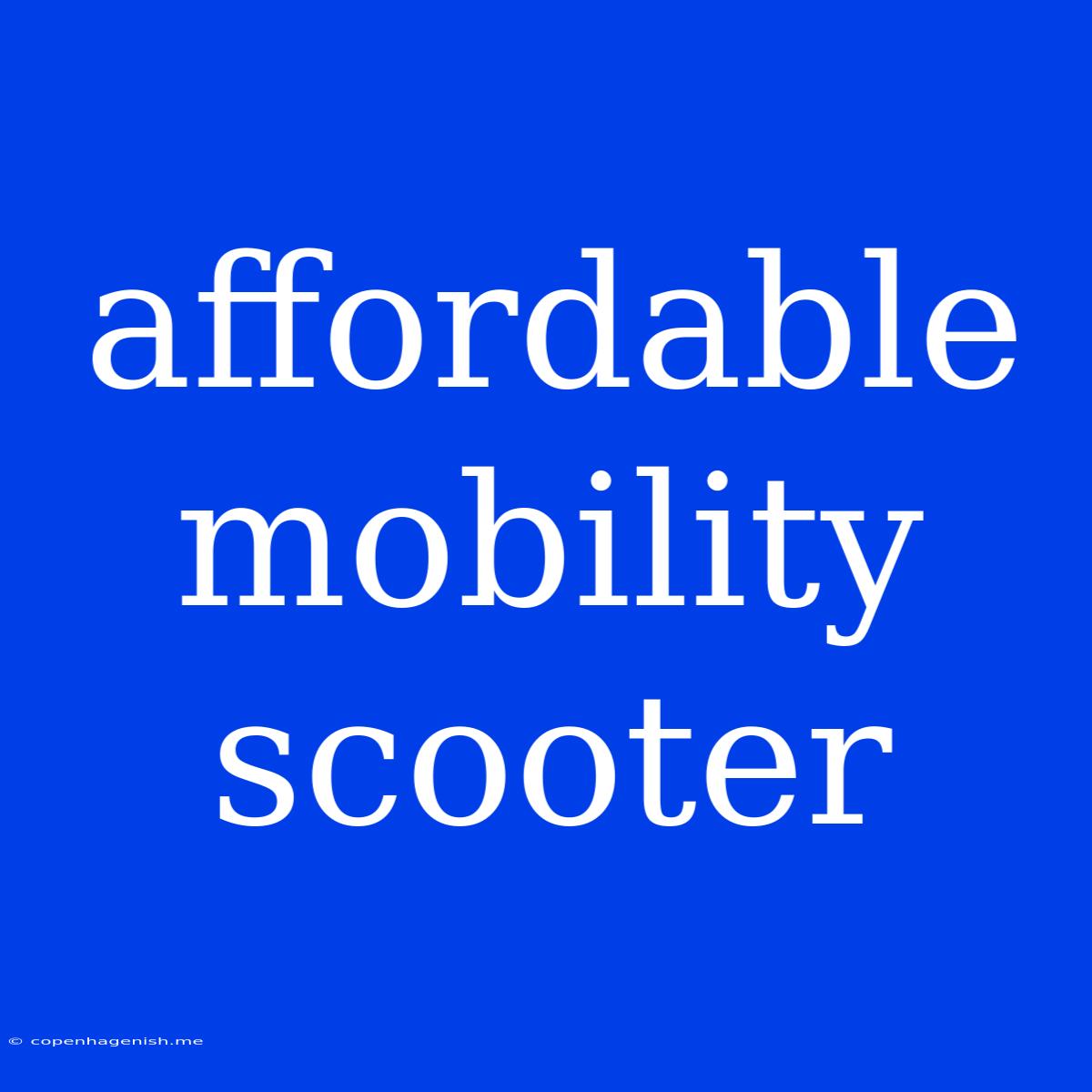 Affordable Mobility Scooter