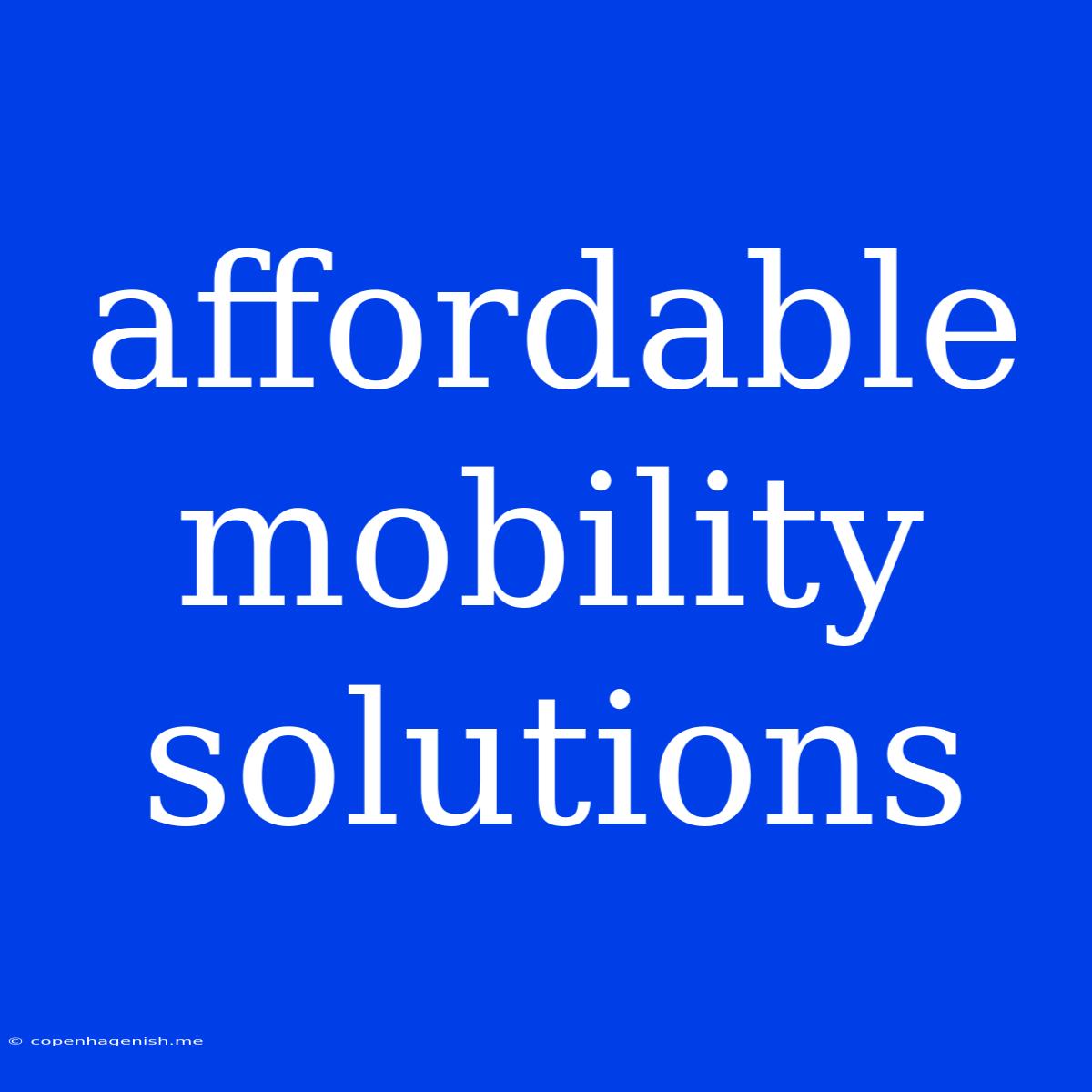 Affordable Mobility Solutions