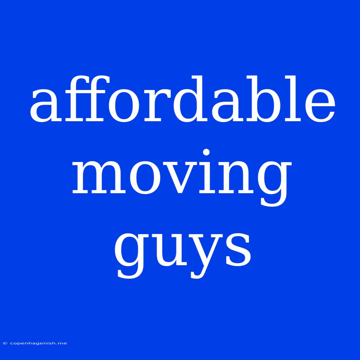 Affordable Moving Guys