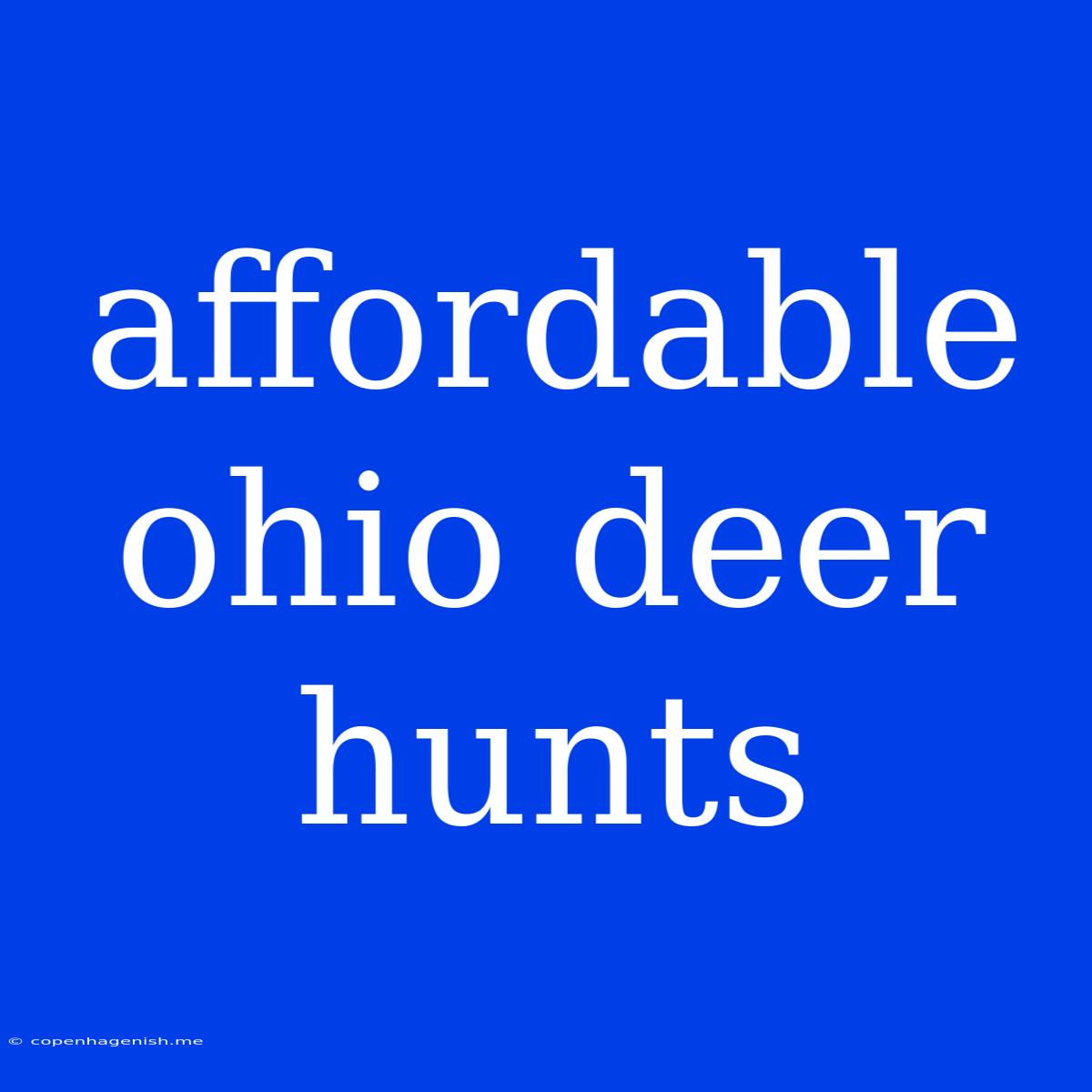 Affordable Ohio Deer Hunts