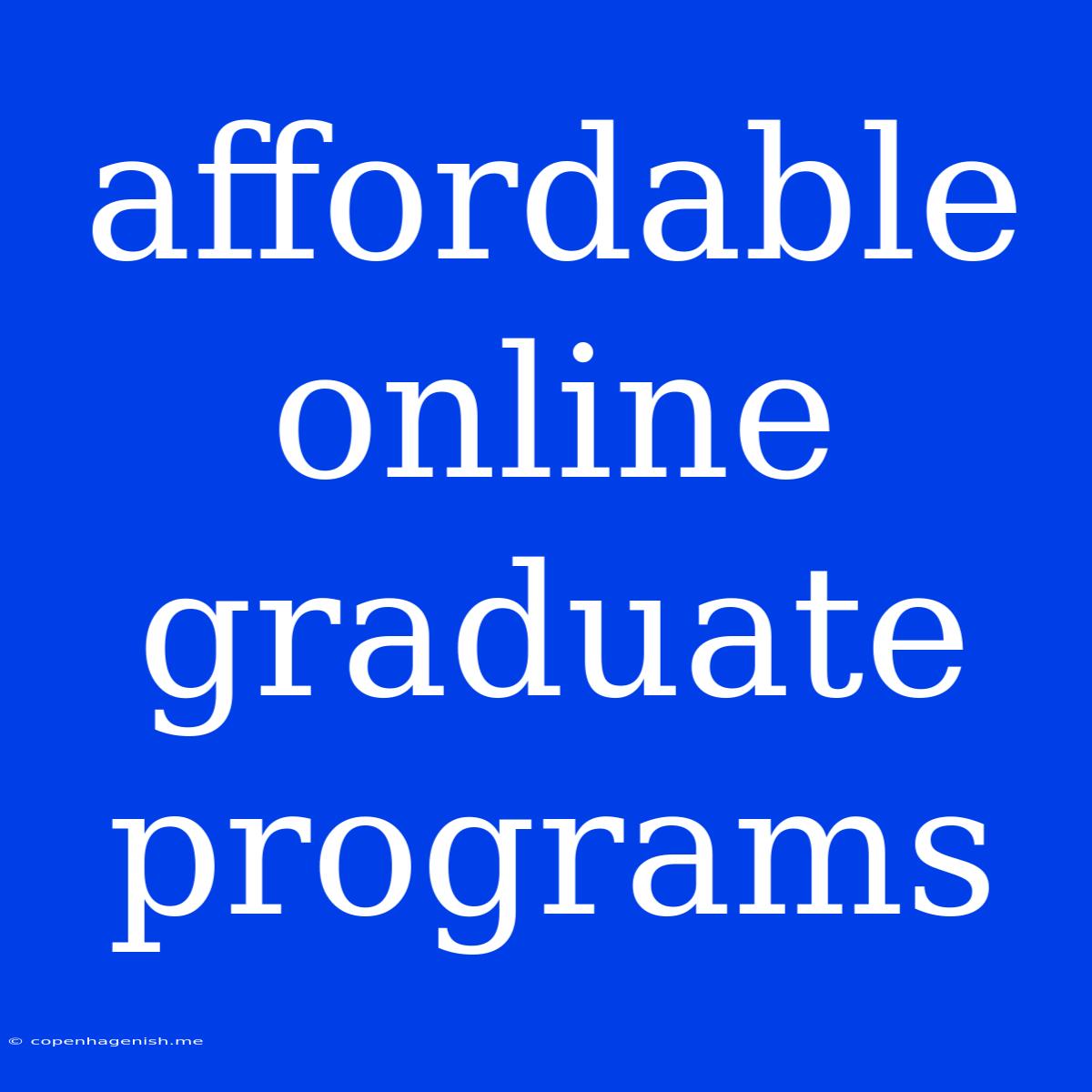 Affordable Online Graduate Programs