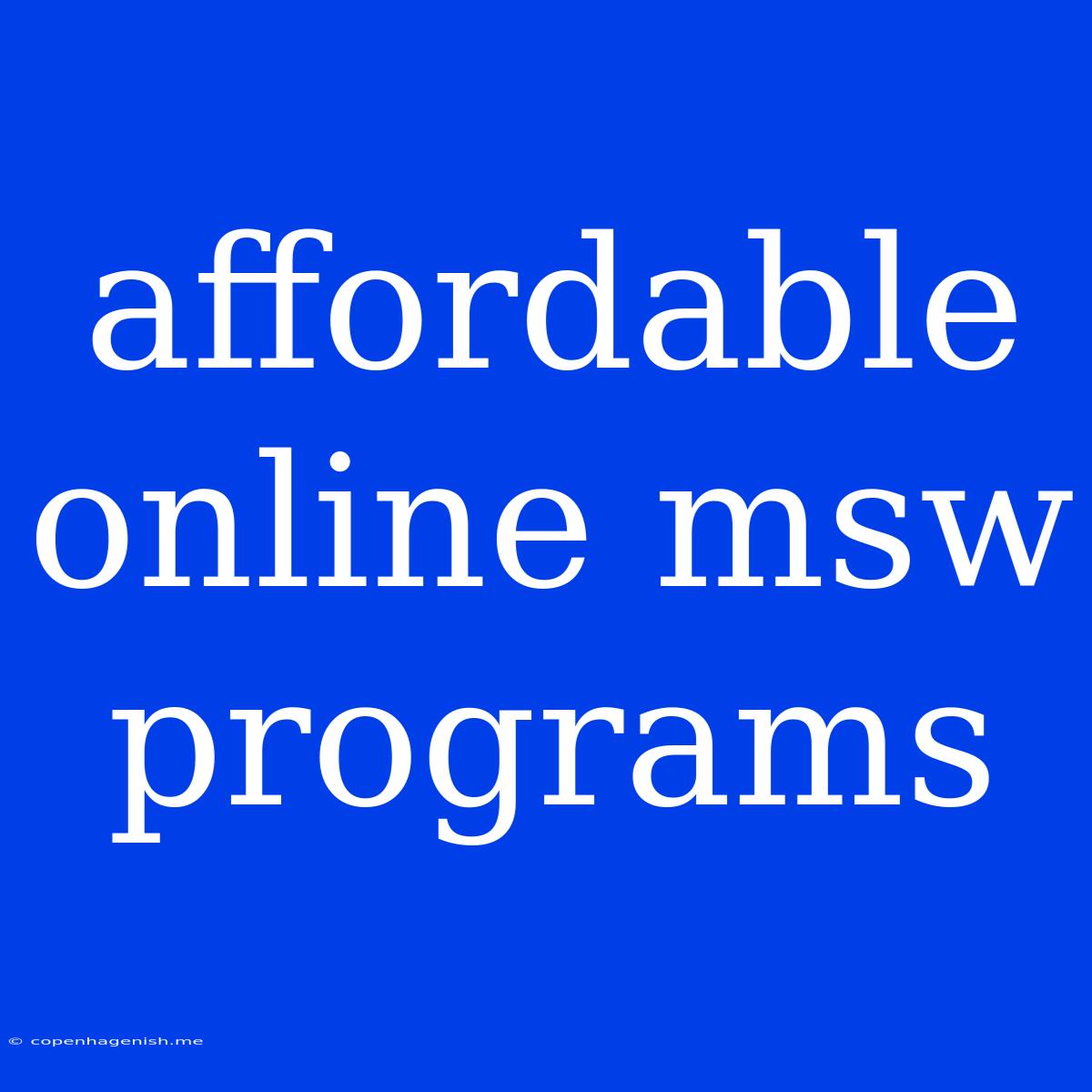 Affordable Online Msw Programs