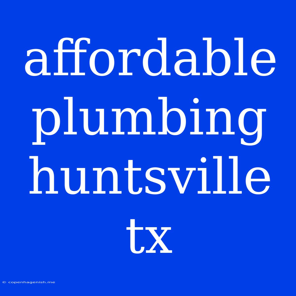 Affordable Plumbing Huntsville Tx