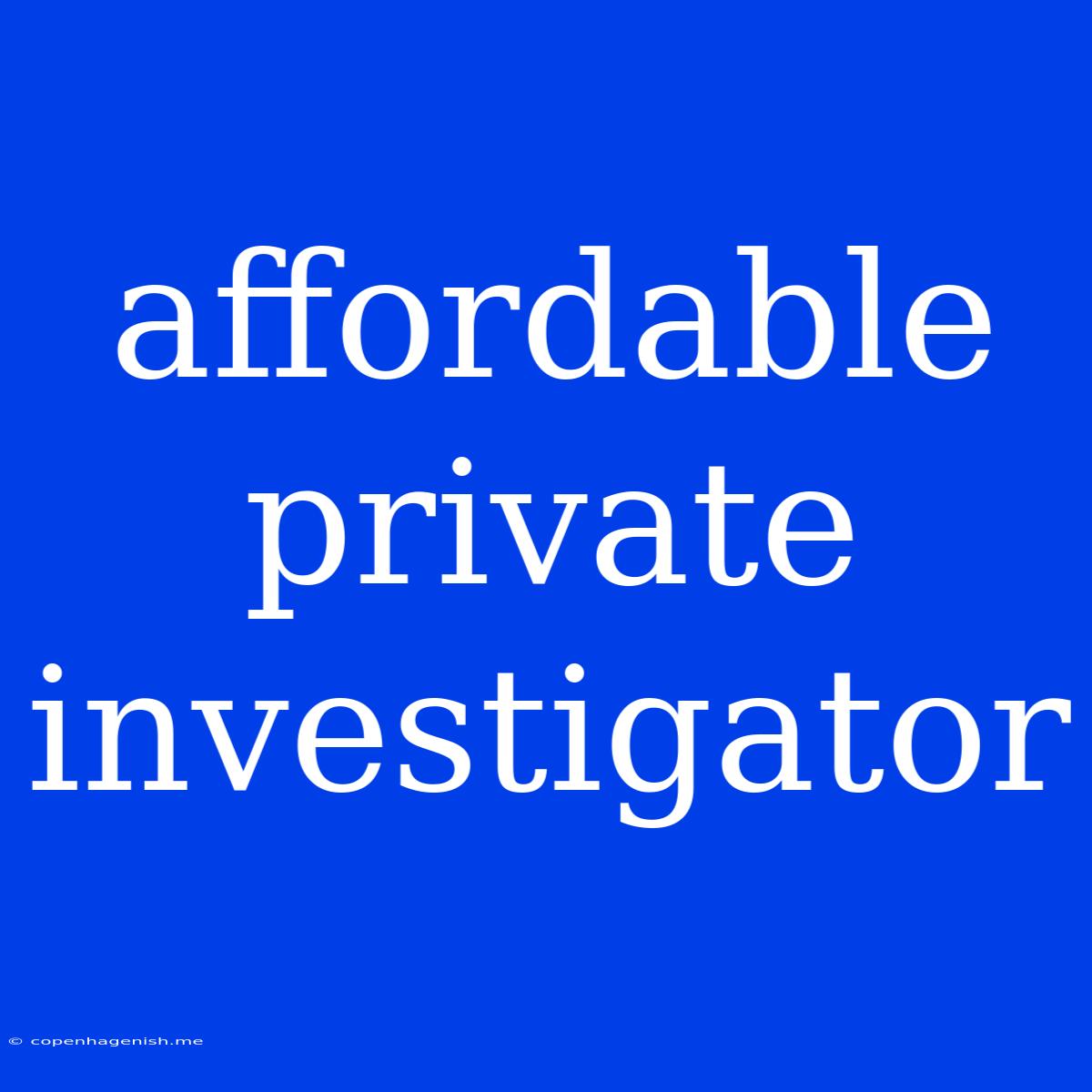 Affordable Private Investigator