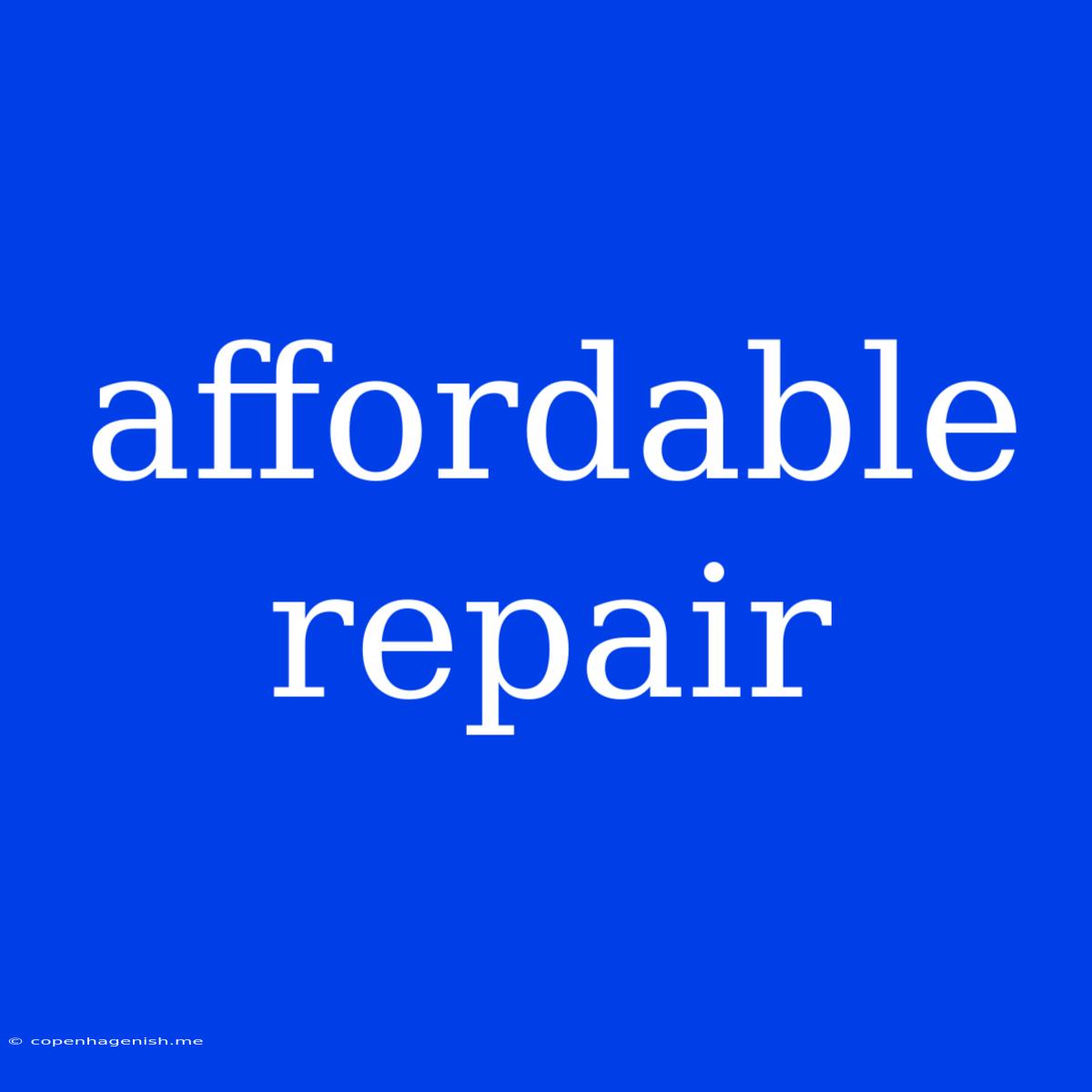 Affordable Repair