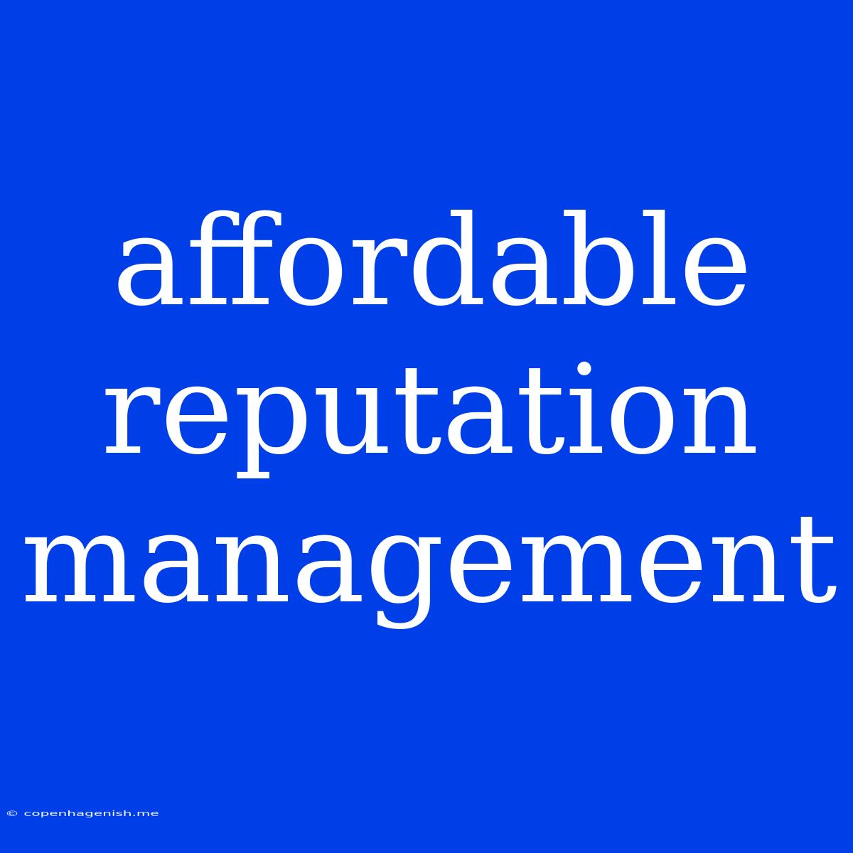 Affordable Reputation Management