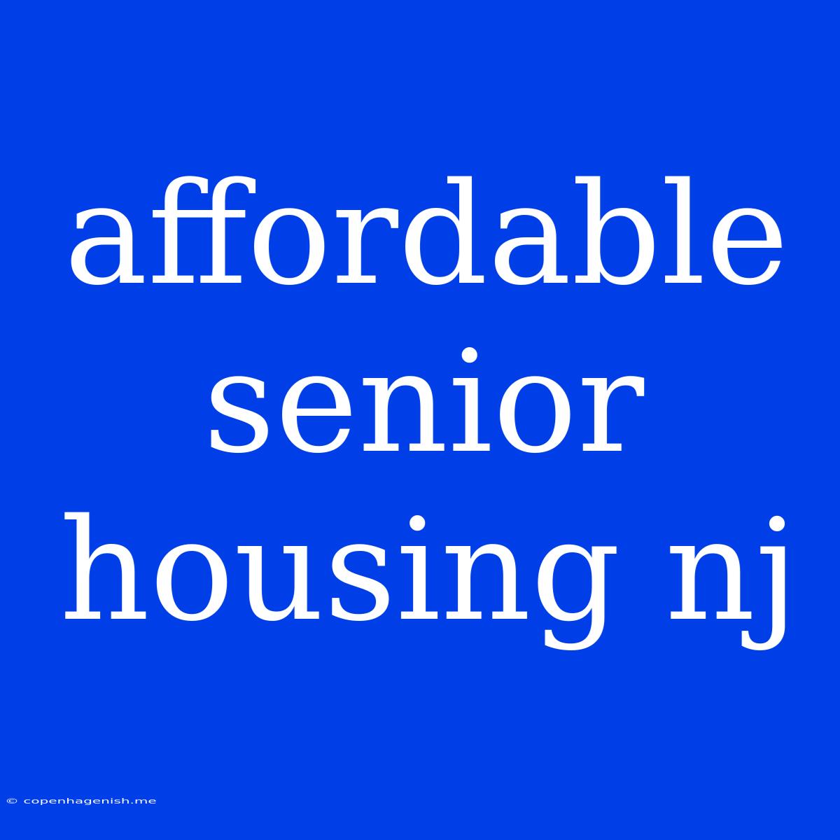 Affordable Senior Housing Nj