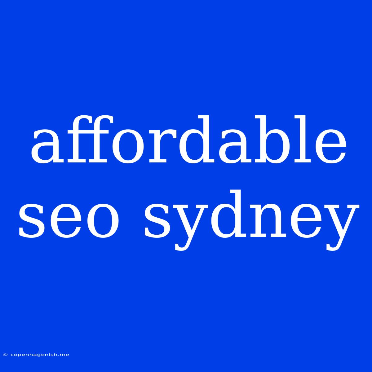 Affordable Seo Sydney