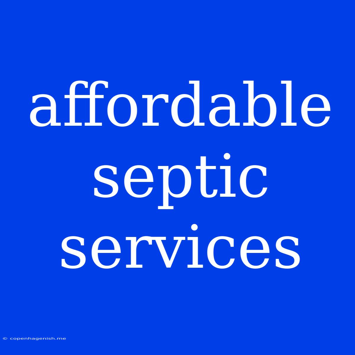 Affordable Septic Services