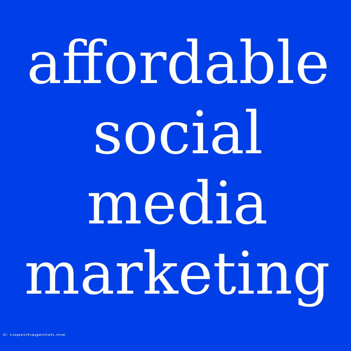 Affordable Social Media Marketing