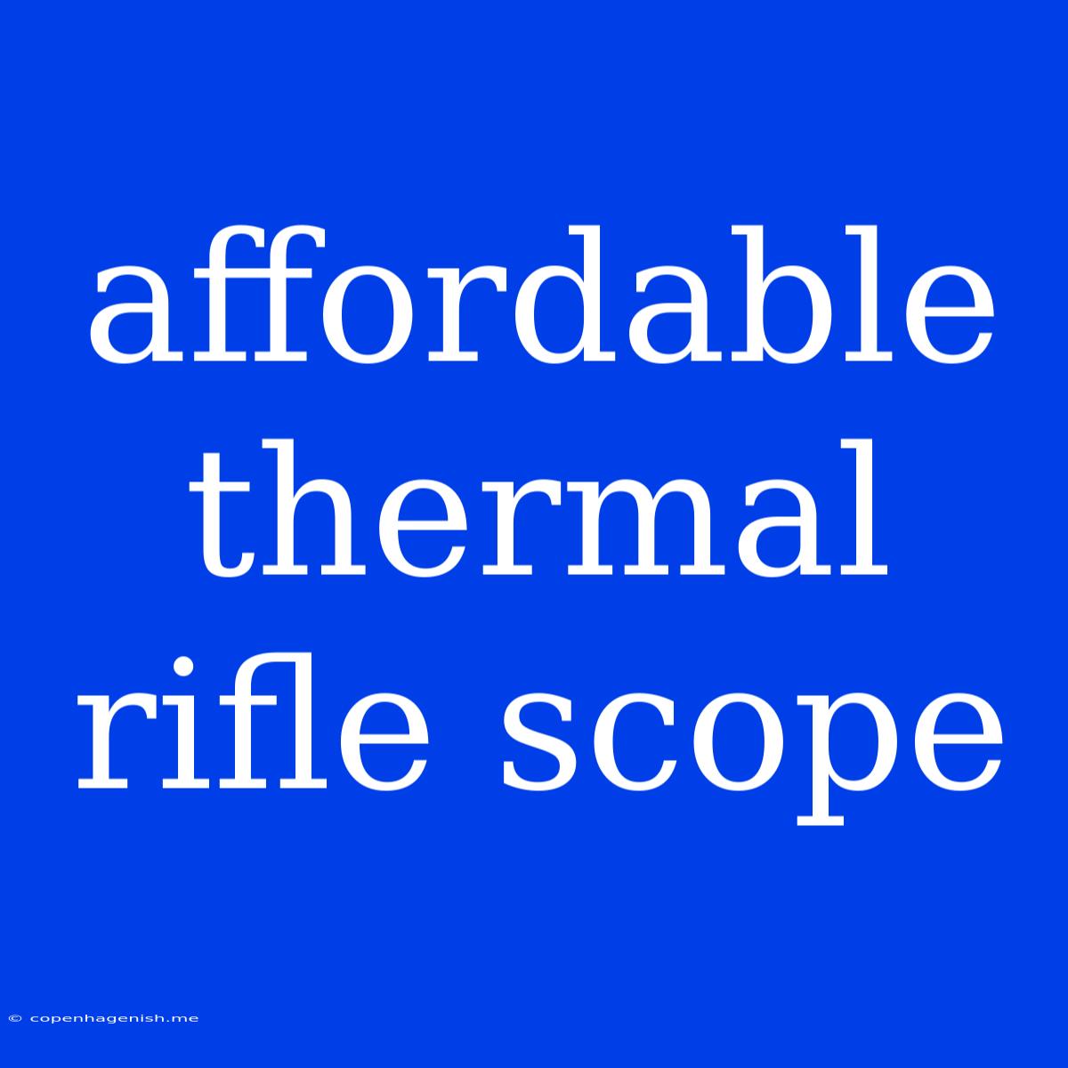 Affordable Thermal Rifle Scope