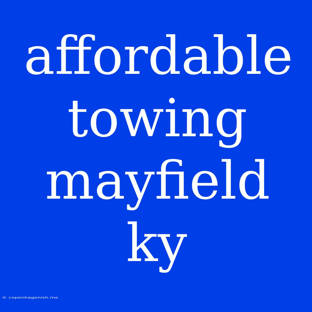 Affordable Towing Mayfield Ky