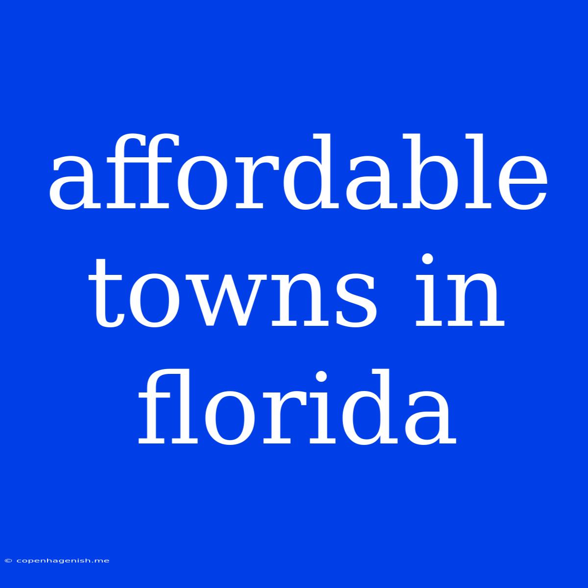 Affordable Towns In Florida