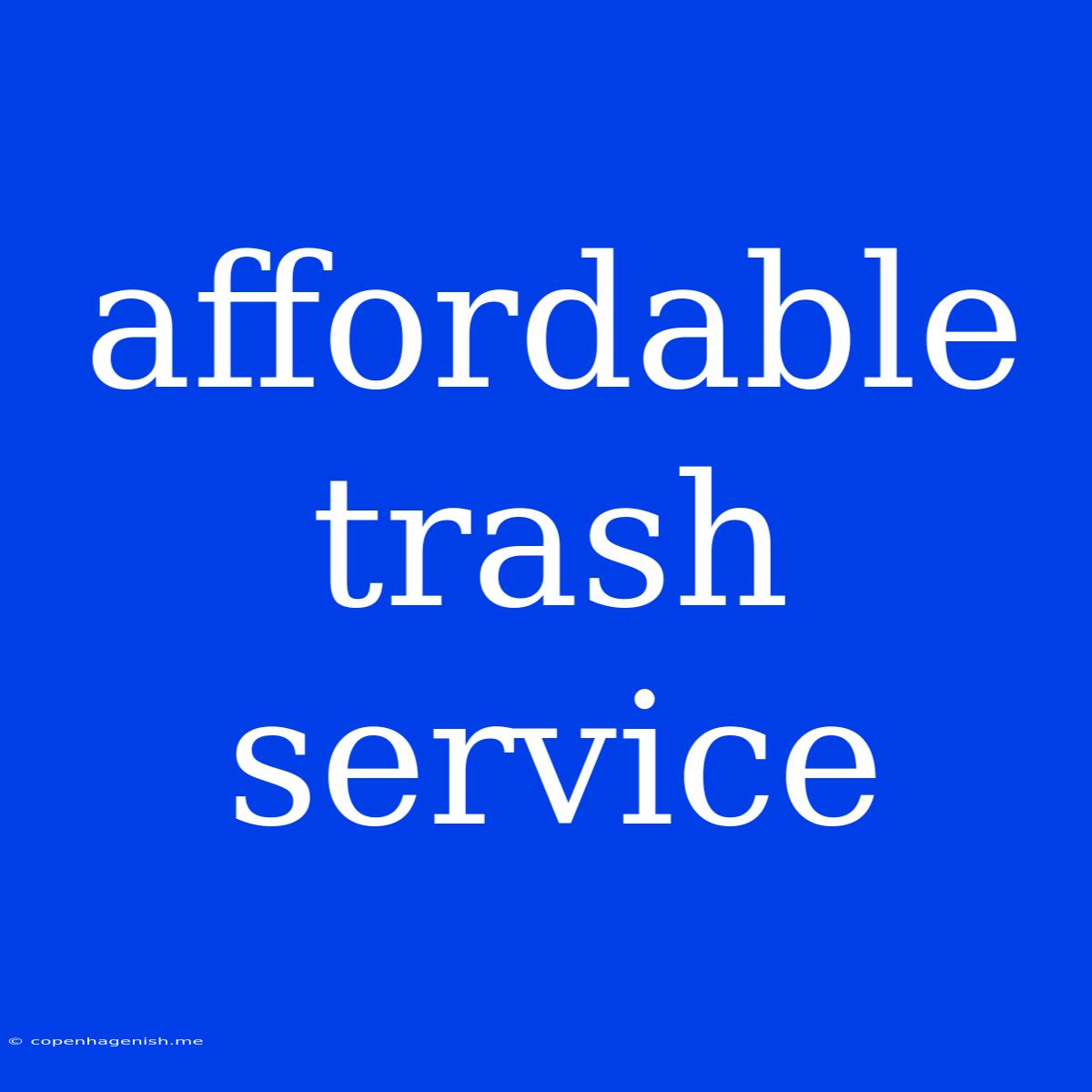 Affordable Trash Service