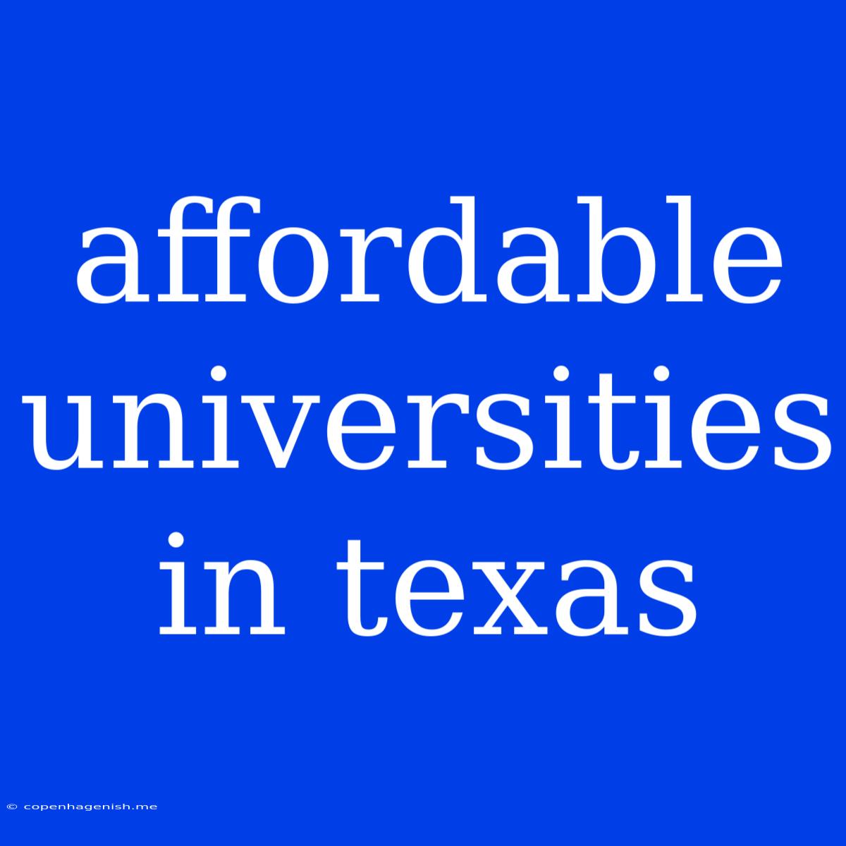 Affordable Universities In Texas