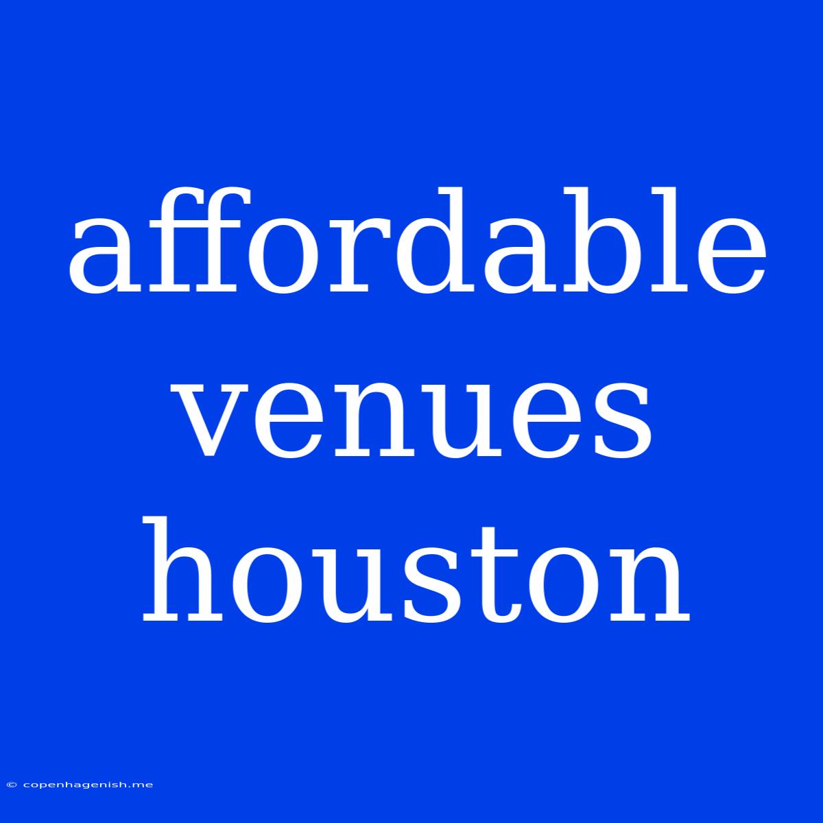 Affordable Venues Houston